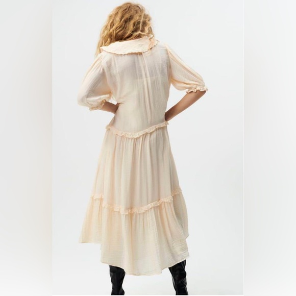 ZARA ~ ✨ Bloggers favourite ✨ MIDI DRESS WITH PANELS in Vanilla - Picture 9 of 17